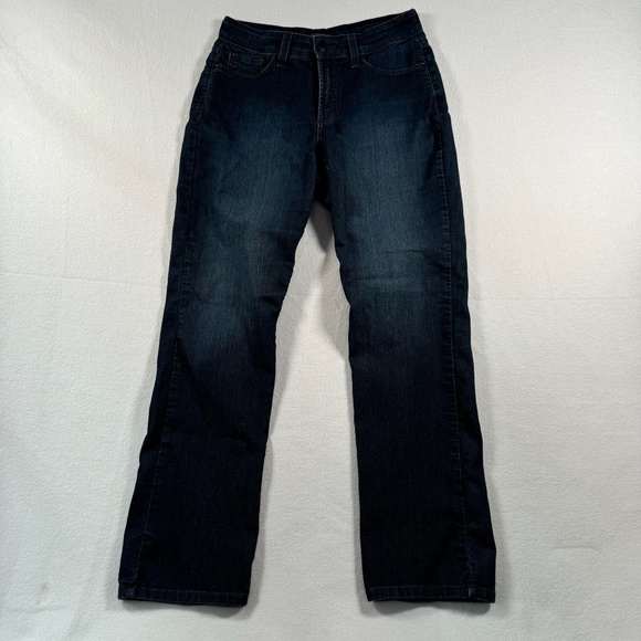 NYDJ Straight Leg Jeans Womens Size 6 Dark Blue Mid Rise - Picture 2 of 14
